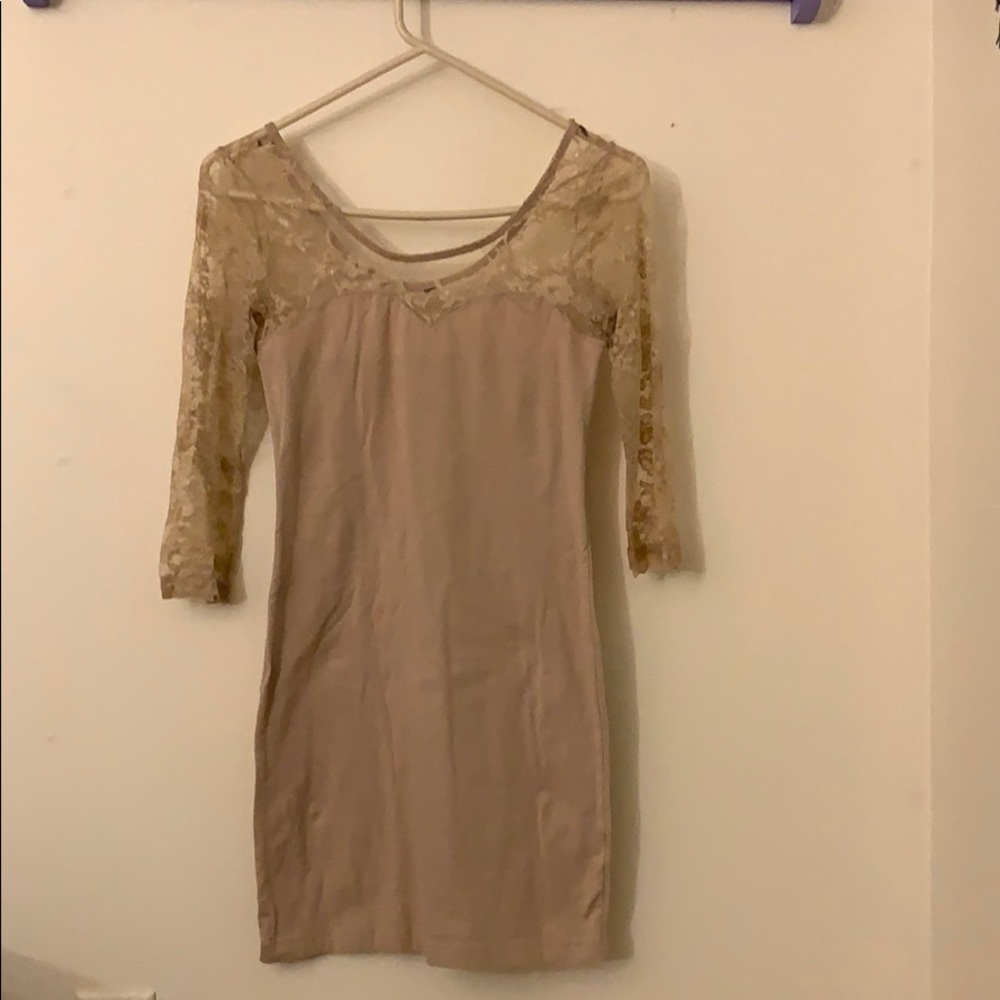 Fitted Lace Sleeved Dress